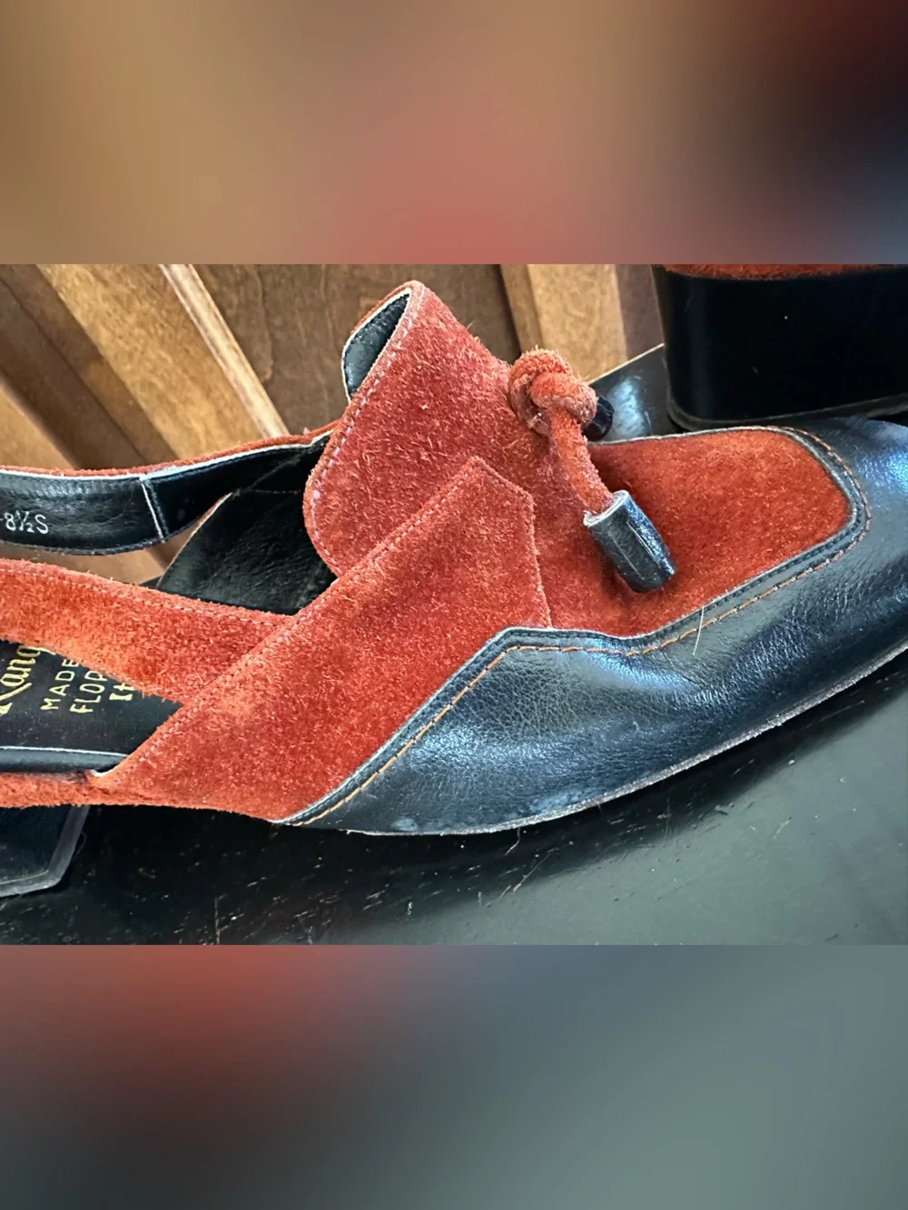 Vintage Amalfi slingback suede and leather pumps size 8.5 - Picture 7 of 8